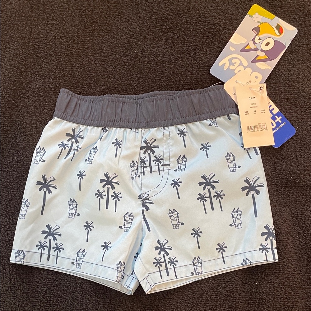 Bluey Kids Swim Trunks - Light Blue NWT 18 month